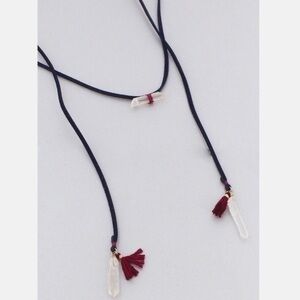 Brand New Vegan Leather White Quartz Tassel Wrap Necklace Healing Crystals Long